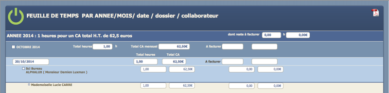 AVOCAT START : Rapport feuilles de temps